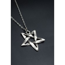Pentagram  Gümüş Kaplama Unisex Düz Zincir Kolye kod 783