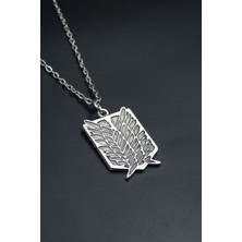 Attack On Titan Anime  Gümüş Kaplama Unisex Düz Zincir Kolye kod 776