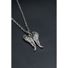 Melek Kanatlı  Gümüş Kaplama Unisex Düz Zincir Kolye kod 822