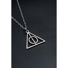 Harry Potter Ölüm Yadigarları Üçgen  Gümüş Kaplama Unisex Düz Zincir Kolye kod 813