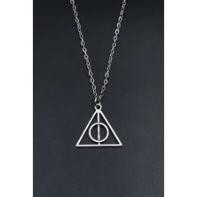 Harry Potter Ölüm Yadigarları Üçgen  Gümüş Kaplama Unisex Düz Zincir Kolye kod 813