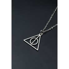 Harry Potter Ölüm Yadigarları Üçgen  Gümüş Kaplama Unisex Düz Zincir Kolye kod 813