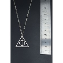 Harry Potter Ölüm Yadigarları Üçgen  Gümüş Kaplama Unisex Düz Zincir Kolye kod 813