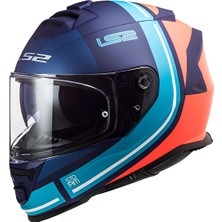 Ls2 Storm 2 Slant Full Face Motosiklet Kaskı Mat Mavi-Turuncu