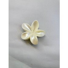 Yağmur Kaktüs Tekli Beyaz Renk Sedefli 8 cm Lotus Çiçeği Mandal Toka