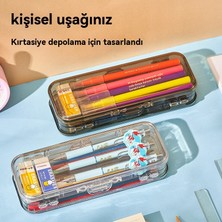 Hongxin Çok İşlevli Büyük Kapasiteli Şeffaf Çift Katmanlı Kalem Kutusu (Yurt Dışından)