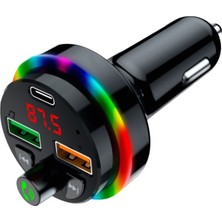 Concord Sft-1 Bluetooth Görüşme ve Müzik Rgb Fm Transmitter 25W Qc 3.0 Pd + 3.1A Çift USB Şarj