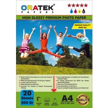 Oratek EPSONT664/6641 L386 Fotoğraf Kağıdı A4 Premium Parlak 300 Gr.20 Adet