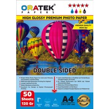Oratek Papers Pantum Yazıcılar Için Premium Double Sided (Çift Taraflı) Parlak A4 Fotoğraf Kağıdı 120 Gr. 50 Yaprak