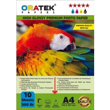 Oratek Epson T664/6641 L110 Fotoğraf Kağıdı A4 Premium Parlak 300 Gr.10 Adet