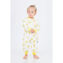 Miniğimin Cicileri Fitilli Pamuk Penye Karakter Baskılı bebek tulum - Sarı