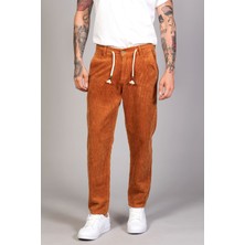  Erkek Camel Baggy Fit Rahat Kalıp Kadife Pantolon