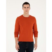 Pierre Cardin Erkek Turuncu Slim Fit Bisiklet Yaka Basic Triko Kazak 50296575-VR051