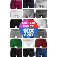 Cnt Erkek 10 Adet Rastgele Sürpriz Düz Renk Pamuklu Boxer - Özel Gizemli Paketinde Sürpriz Boxer