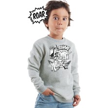 Rawr Dino Erkek Çocuk Gri Melanj Sweatshirt