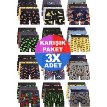 Cnt Erkek 3 Adet Rastgele Sürpriz Desenli Boxer - Özel Gizemli Paketinde Sürpriz Boxer