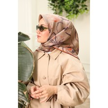 Silk Home Kahverengi Desenli Tivil Ipek Eşarp 11433-02