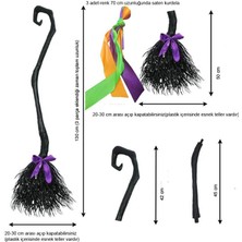 Pandoli Halloween Lüks Plastik Çalı Cadı Süpürgesi Siyah Renk 130 cm 1 Adet
