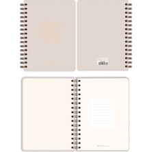 Matt Notebook 2025 Yılı A5 Ajanda Spiralli 15X21 cm - 12 Aylık Bej