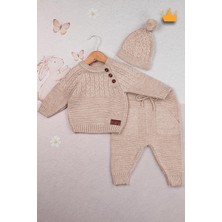 Baby Hola Triko Kazak Pantolon Ponpon Şapkalı Kız Erkek Bebek Takım 2791