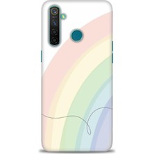 Realme 5 Pro Kılıf Hd Baskılı - Soft Gökkuşağı + 9h Nano Ekran Koruyucu