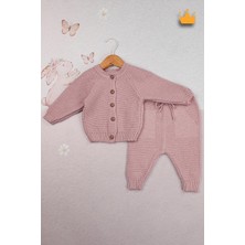 Baby Hola Triko Hırka Pantolon Ikili Fiyonklu Kız Bebek Takım 2792