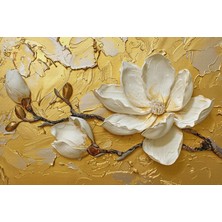 Aden Dekoratif Beyaz Çiçek Kanvas Tablo