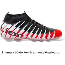 Liger Çoraplı Bilekli Boğazlı Krampon Futbol Ayakkabısı Kırmızı - Siyah