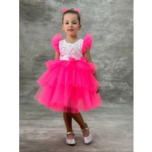 Defada Pembe Tütülü Kız Çocuk Doğum Günü Elbisesi Kostüm