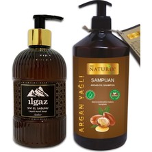 Ilgaz 2'li Set – Amber Çiçeği Kokulu Sıvı Sabun (475 ml) ve Argan Yağlı Şampuan (600 ml