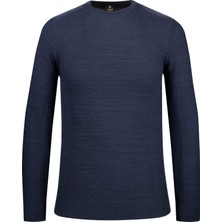 Çizgi Triko Erkek Sıfır Yaka Triko Kazak Desenli Kol ve Bel Lastikli Çelik Örgü Regular Kalıp - 5019C