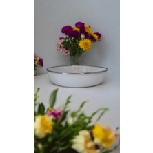 Emaye Muhallebi Yemek Kahvaltı Tabak Desenli 20CM , Çukur Tabak, Salata Tabak, Cips Tabak 6lı Set