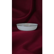 Emaye Muhallebi Yemek Kahvaltı Tabak Desenli Çukur Tabak, Salata Cips Tabak 3 Lü Set 20-22-24 cm