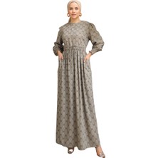 Nissra  Bel Lastikli Etnik Desen Fişek Elbise NSR143401