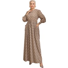 Nissra  Bel Lastikli Etnik Desen Fişek Elbise NSR143401