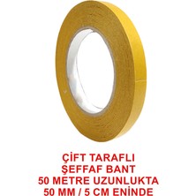 Rumuse Çift Taraflı Bant 50 metre uzunlukta (50 mm-5 cm) enindedir.