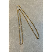 Mooni Accessories Sidney Halat Model Gold Silver Çift Renk Tasarım 316L Paslanmaz Çelik 73CM Kolye