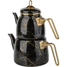 Nishev Elite Class Kırık Mermer Desenli Çaydanlık – Siyah