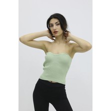 Velora Moda Likralı Triko Büstiyer Yeşil - P-019895