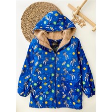 Miniğimin Cicileri ( 9-12 Yaş ) Astronot Baskılı Içi Welsoft Erkek Çocuk yağmurluk mont - Mavi