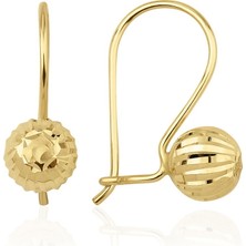 Fiyonk Kuyumculuk 14 Ayar Altın Işıltılı Top Sallantılı Küpe