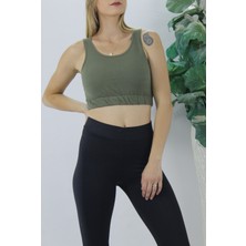 Velora Moda Beli Lastikli Crop Haki - LKS2907.022