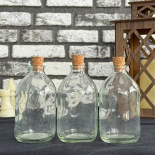 3\\\'lü 100 ml Şeffaf Cam Şişe Vazo Mantar Tıpalı