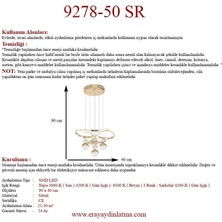 Eray Aydınlatma 9278-50 Sr 4 Toplu Gold Led Avize(Beyaz Işık -Sarı Işık - Gün Işığı)