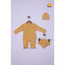 Baby Hola Babyhola 48CM Prematüre Serisi Pamuk Dıştan Dikişli Boydan Çıtçıtlı Patikli Tulum Bere Önlük Takım 22416