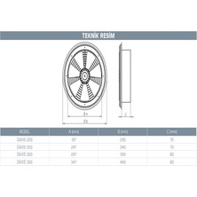 Kayı Kayıtes Daxis 200-SAC Kanatlı Duvar Tipi Aksiyel Metal Havalandırma Fanı 680 M3/h