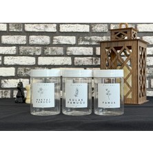 3\\\'lü Kulak Pamuğu ve Pamuk Kutusu 250 ml Şeffaf Plastik Kavanoz Dikey