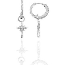 Söğütlü Silver Söğütlü Si̇lver 925 Ayar Gümüş Kutup Yıldızı Halka Küpe Taşlı Parlak Renkli Tasarım