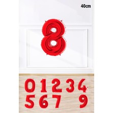 Pekshop Kırmızı Rakam Folyo Balon Kırmızı Yaş Balonu Sayı Balonlar 16 Inç 40 cm
