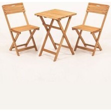 Meya Dekor Balkon Bahçe Mutfak 3'lü Bistro Set - Katlanır 2 Sandalye 1 Masa